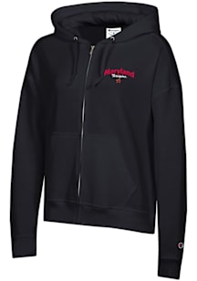 Womens Maryland Terrapins Black Champion Powerblend Long Sleeve Full Zip Jacket
