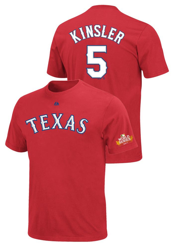 Texas Rangers MLB Majestic Ian Kinsler Name Number Jersey Shirt