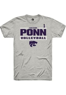 Caleigh Ponn Rally Mens Ash K-State Wildcats NIL Stacked Box Player T Shirt
