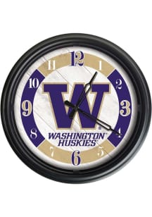 Black Washington Huskies Outdoor LED Wall Clock