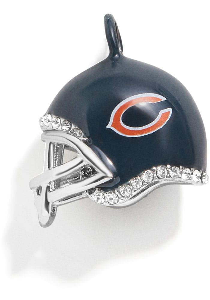 Sterling Silver Chicago Bears Football Helmet Logo Pendant Necklace. 18