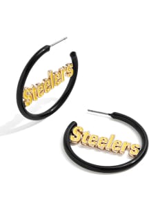 Pittsburgh Steelers Enamel Hoops Womens Earrings