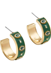 Green Bay Packers Enamel Hoop Womens Earrings