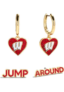 Set of 2 Wisconsin Badgers Womens Earrings - Gold
