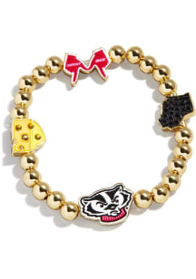 Wisconsin Badgers BaubleBar Mixed Icon Pisa Womens Bracelet - Gold