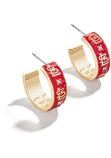 St Louis Cardinals Enamel Hoop Womens Earrings