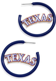 Texas Rangers Delicate Enamel Hoop Womens Earrings