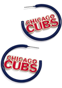 Chicago Cubs Delicate Enamel Hoop Womens Earrings