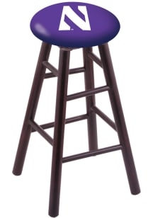 Brown Northwestern Wildcats Round Cushion Maple Pub Stool