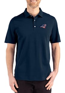 Cutter and Buck Carolina Panthers Mens Navy Blue Americana Advantage Refresh Short Sleeve Polo