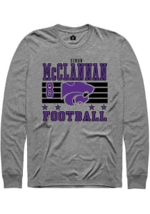 Simon McClannan Mens Grey K-State Wildcats NIL Striped Long Sleeve Player T Shirt