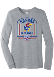 Summit Sportswear Kansas Jayhawks Grey Union Jack Football Classic Long Sleeve T Shirt
