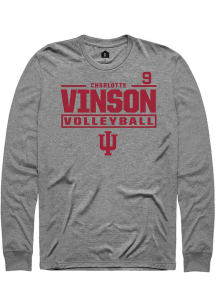 Charlotte Vinson Mens Graphite Indiana Hoosiers NIL Stacked Box Long Sleeve Player T Shirt