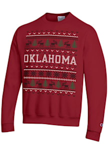 Champion Oklahoma Sooners Mens Crimson Christmas Long Sleeve Crew Sweatshirt