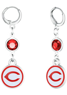Cincinnati Reds Beaded Dangle Hoop Womens Earrings