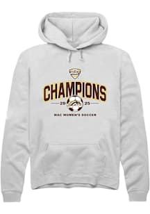 Summit Sportswear Western Michigan Broncos Mens White 2025 MAC Soccer Champions Long Sleeve Hoodie