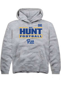 Max Hunt Rally Youth Grey Pitt Panthers NIL Stacked Box Long Sleeve Player Hoodie