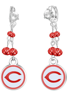 Cincinnati Reds Rhinestone Dangle Hoop Womens Earrings