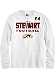 Race Stewart Western Michigan Broncos White Football NIL Stacked Box Long Sleeve Player T Shirt