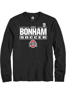 Jadin Bonham Mens Black Ohio State Buckeyes NIL Stacked Box Long Sleeve Player T Shirt