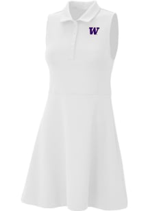 Womens Washington Huskies White Columbia Heat Seal Match Short Sleeve Dress