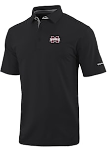 Columbia Mississippi State Bulldogs Mens Black Heat Seal Even Lie Short Sleeve Polo