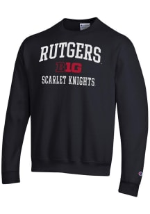 Mens Rutgers Scarlet Knights Black Champion Big Ten Powerblend Crew Sweatshirt