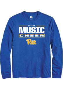 Peyton Music Mens Blue Pitt Panthers NIL Stacked Box Long Sleeve Player T Shirt