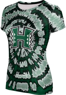 ProSphere Hawaii Warriors Womens Green Tie Dye Short Sleeve T-Shirt