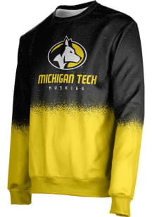 ProSphere Michigan Tech Huskies Mens Black Spray Long Sleeve Crew Sweatshirt