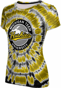 ProSphere Michigan Tech Huskies Womens Black Tie Dye Short Sleeve T-Shirt