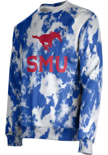 ProSphere SMU Mustangs Mens Blue Grunge Long Sleeve Crew Sweatshirt