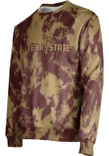 ProSphere Texas State Bobcats Mens Maroon Grunge Long Sleeve Crew Sweatshirt