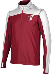 ProSphere Temple Owls Mens Red Sharp Long Sleeve 1/4 Zip Pullover