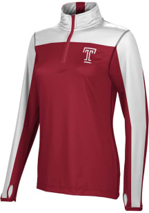 ProSphere Temple Owls Womens Red Sharp 1/4 Zip Pullover