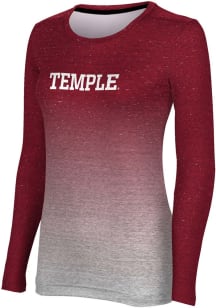 ProSphere Temple Owls Womens Red Ombre LS Tee