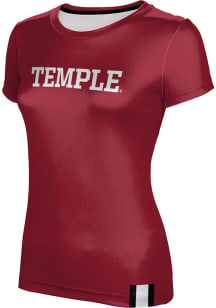 ProSphere Temple Owls Womens Red Solid Short Sleeve T-Shirt