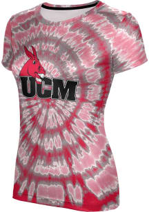 ProSphere Central Missouri Mules Womens Red Tie Dye Short Sleeve T-Shirt