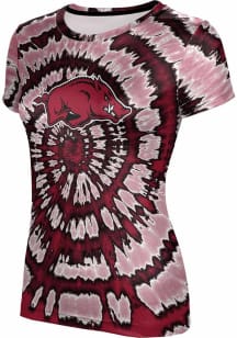 ProSphere Arkansas Razorbacks Womens Red Tie Dye Short Sleeve T-Shirt