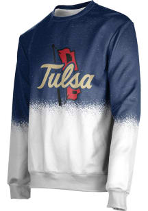 ProSphere Tulsa Golden Hurricane Mens Navy Blue Spray Long Sleeve Crew Sweatshirt