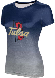 ProSphere Tulsa Golden Hurricane Womens Navy Blue Ombre Short Sleeve T-Shirt