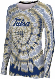 ProSphere Tulsa Golden Hurricane Womens Navy Blue Tie Dye LS Tee