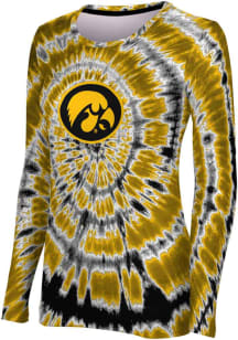 Womens Iowa Hawkeyes Black ProSphere Tie Dye LS Tee