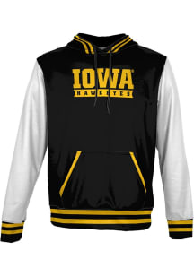 Youth Iowa Hawkeyes Black ProSphere Letterman Long Sleeve Hooded Sweatshirt