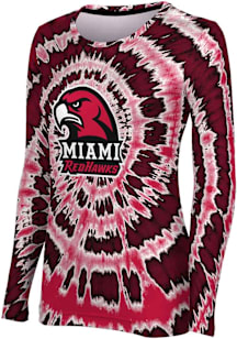 ProSphere Miami RedHawks Womens Red Tie Dye LS Tee