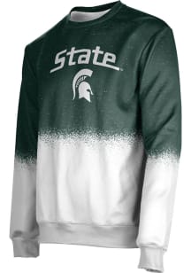 ProSphere Michigan State Spartans Mens Green Spray Long Sleeve Crew Sweatshirt