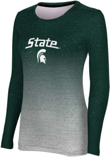 ProSphere Michigan State Spartans Womens Green Ombre LS Tee