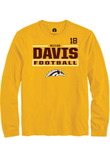 Micah Davis Western Michigan Broncos Gold Football NIL Stacked Box Long Sleeve Player T Shirt