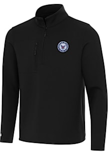 Antigua Navy Mens Black Insider Long Sleeve Qtr Zip Pullover