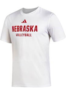 Adidas Nebraska Cornhuskers White Volleyball Creator Short Sleeve T Shirt